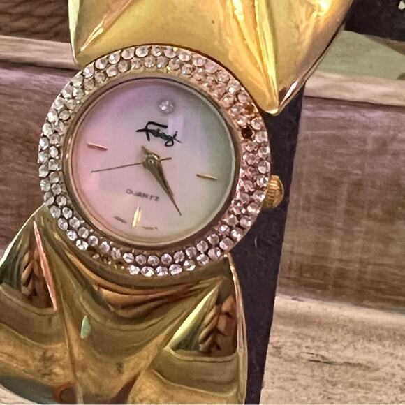 Faberge Gold Tone VINTaGE Cuff Bracelet Watch - Picture 4 of 8